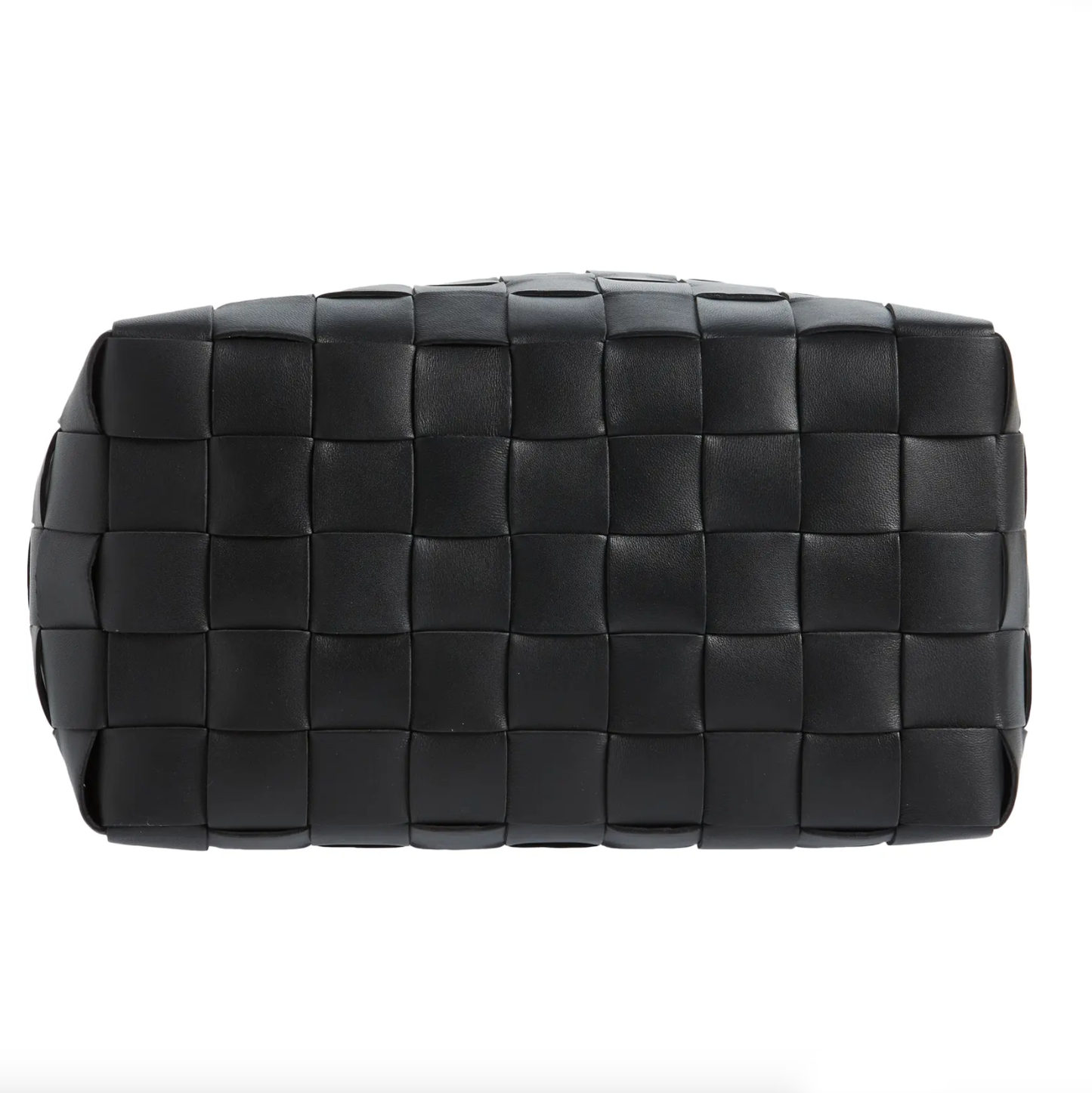 'BOWLING CASSETTE' WOVEN LEATHER BAG - BLACK-GOLD