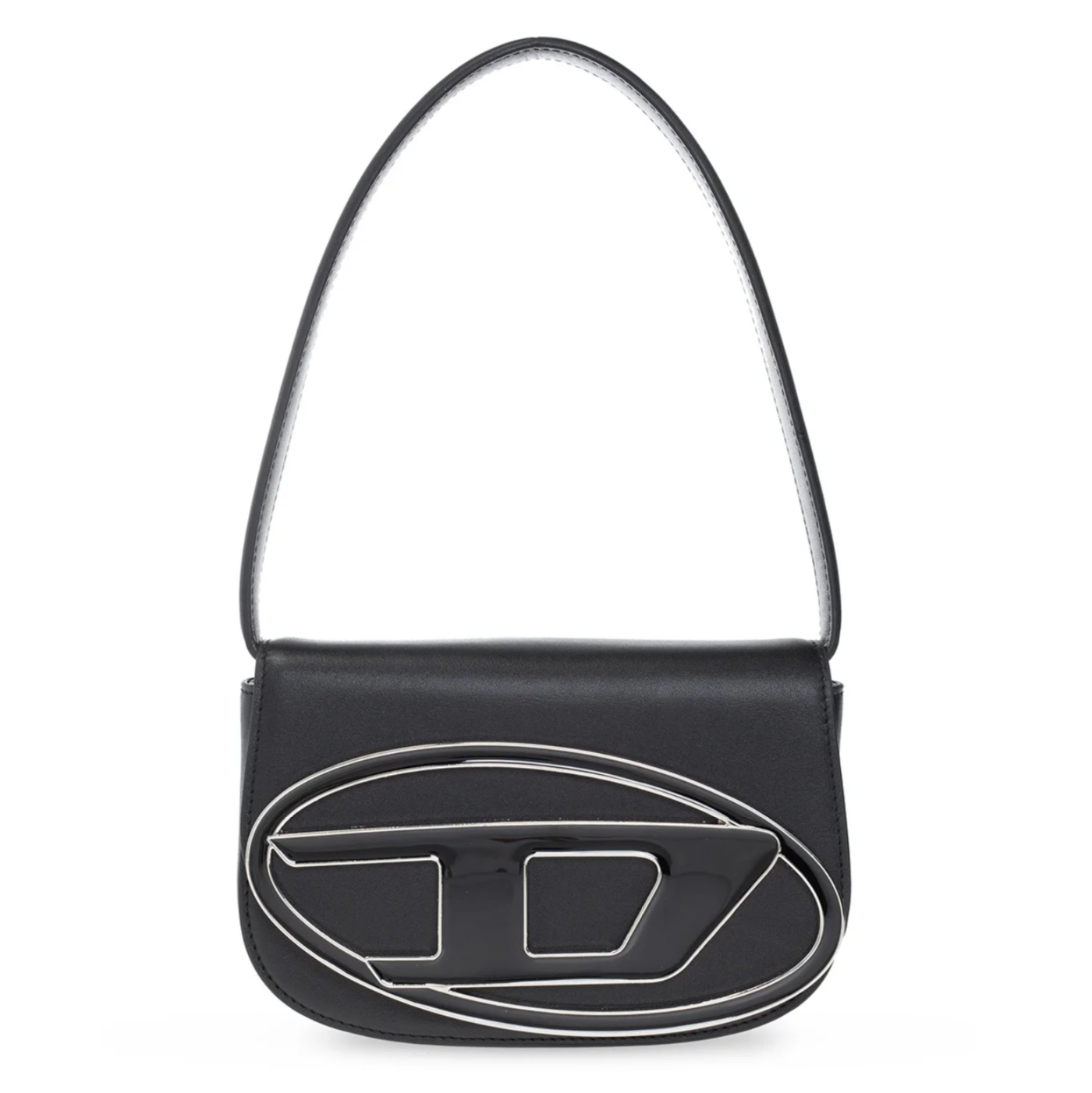 Diesel 1DR Logo Plaque Shoulder Bag in black   RADPRESENT