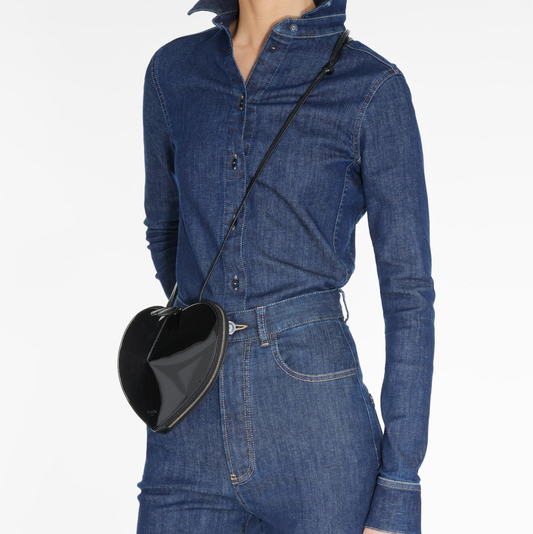 LE CŒUR BAG IN PATENT LEATHER - BLACK