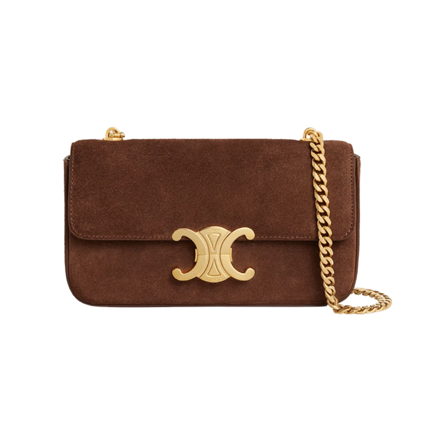 CHAIN TRIOMPHE BAG IN SUEDE CALFSKIN PECAN