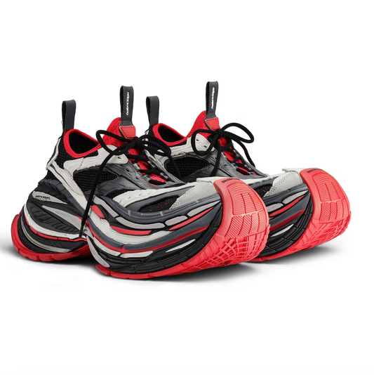 PLATFORM REDUCED SNEAKERS - BLACK/ GREY/ RED