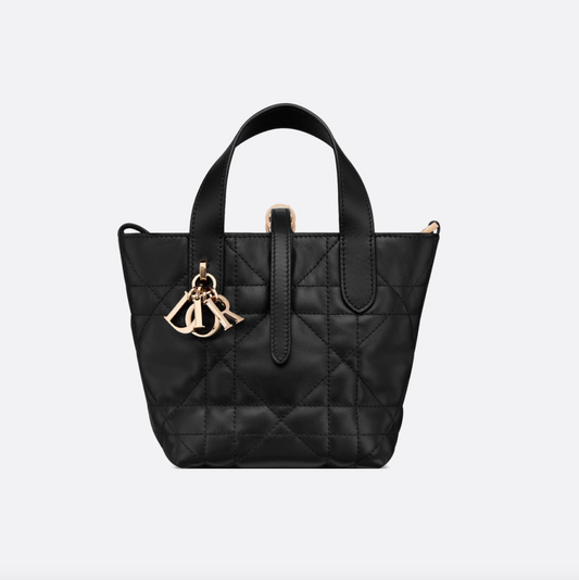 TOUJOURS VERTICAL NANO TOTE BAG - BLACK MACROCANNAGE CALFSKIN