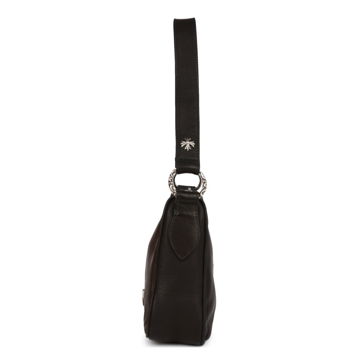 SMALL LEATHER CHICKEN NUGGET DAGGER BAG - BLACK