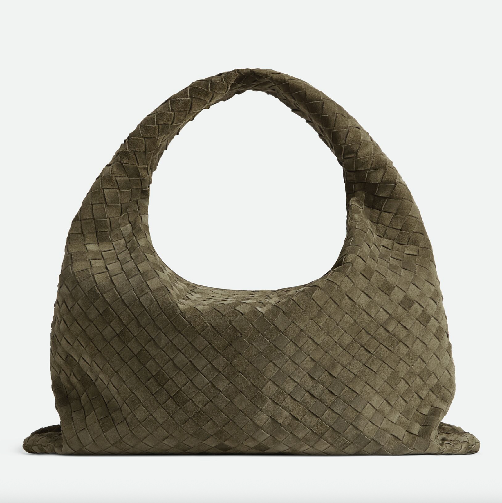 Bottega Veneta Large Hop Suede Shoulder Bag Olive Green | RADPRESENT