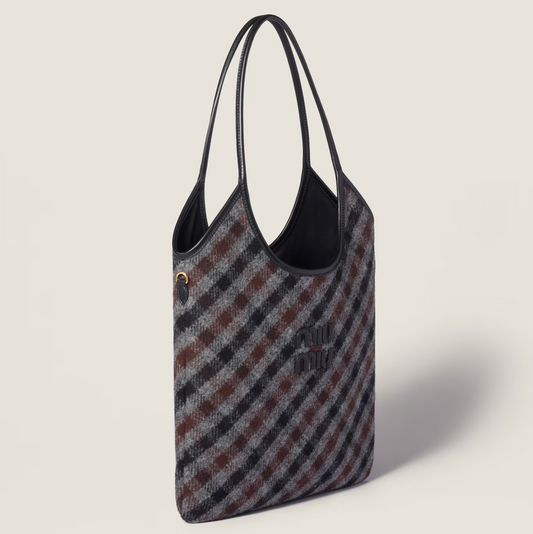 IVY PLAID BAG - SLATE GREY/ COCOA BROWN