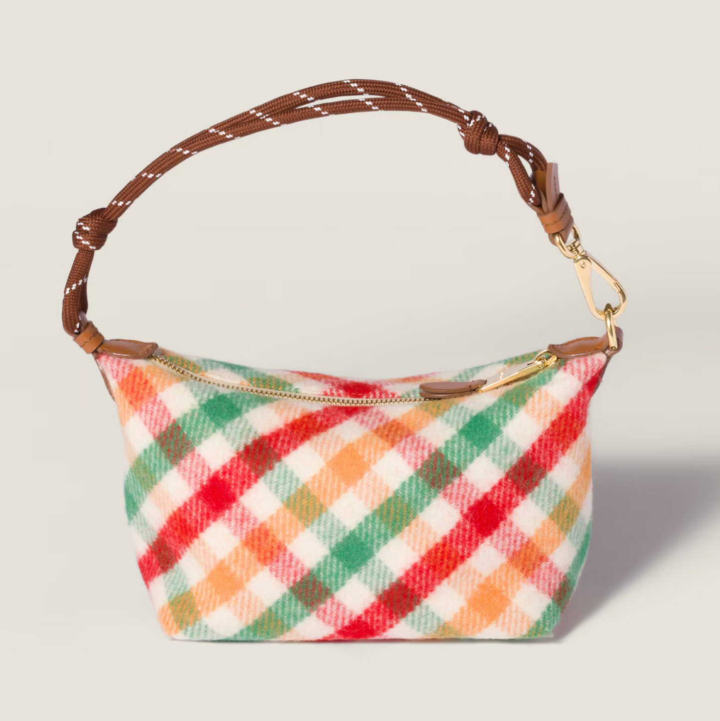 PLAID WOOL POUCH - RED/ GREEN
