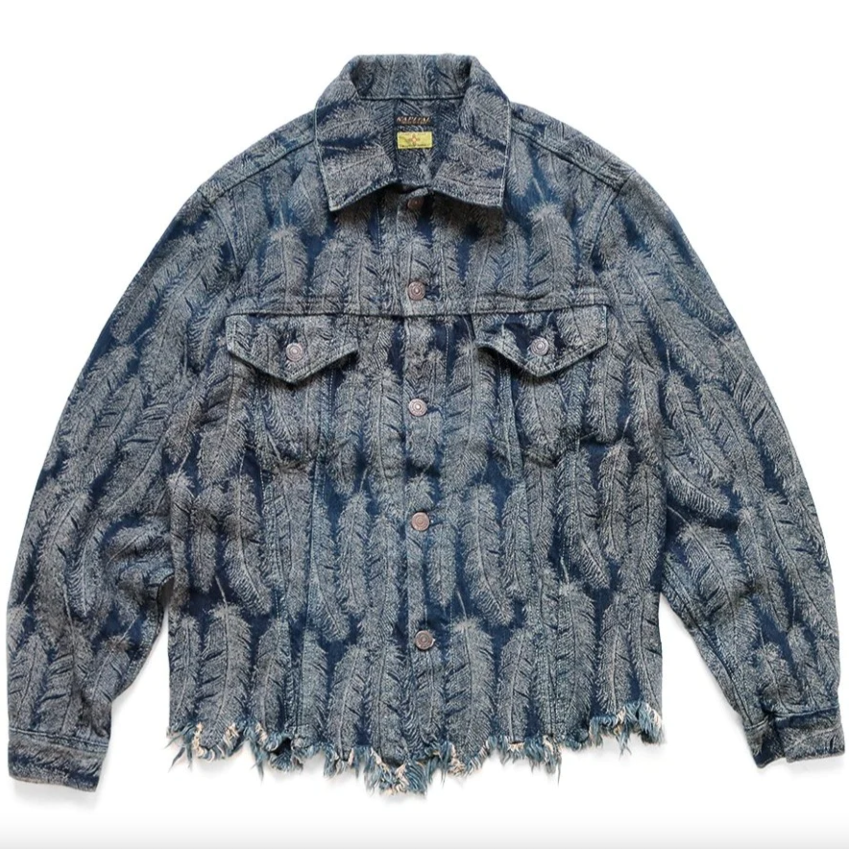 Denim jacket with sales feathers