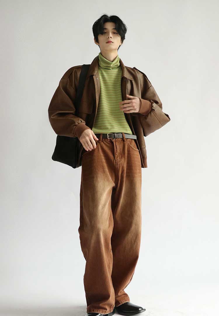 JEAN DROIT DÉLAVÉ - MARRON