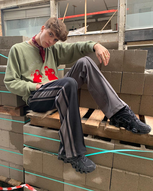 Influencers Style Side Stripe Straight Legs Split Track Pants