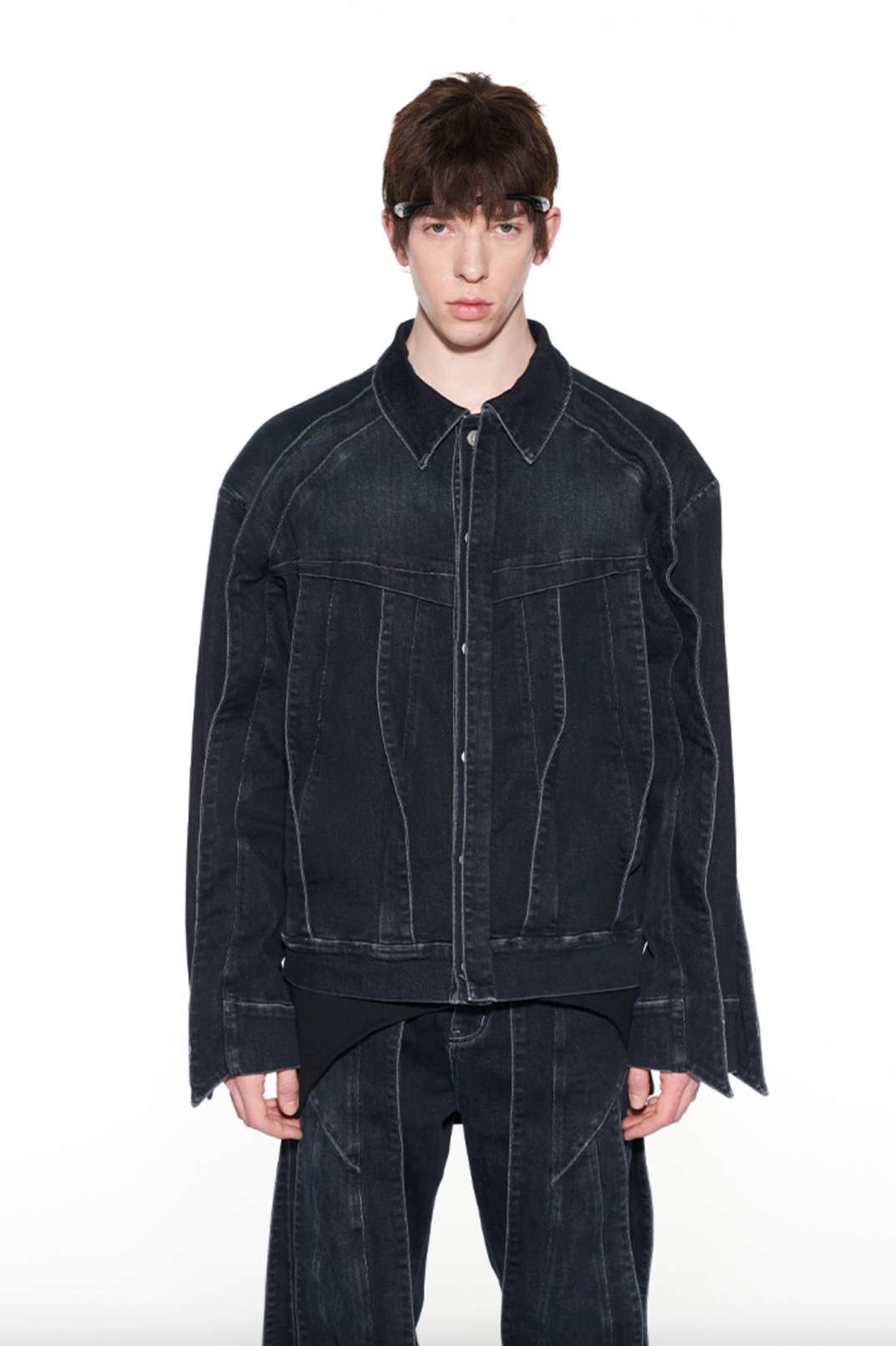 美品★ MOUTON LAYERED DENIM JACKET Multi-Layered Panels Denim Jacket | Hype Streetwear - RADPRESENT