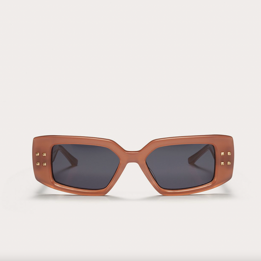 VLS 108A RECTANGULAR ACETATE FRAME SUNGLASSES - BROWN