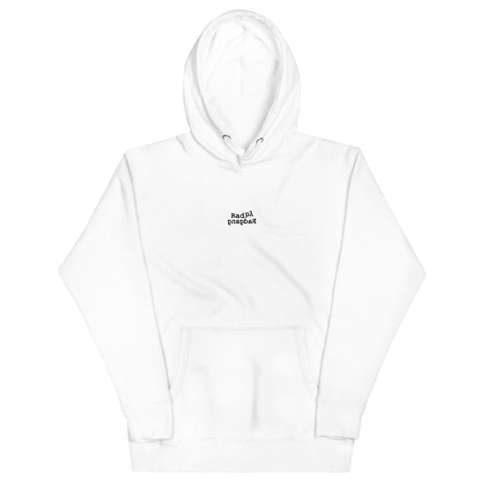 UNISEX REVERSE LOGO MINIMAL HOODIE - WHITE