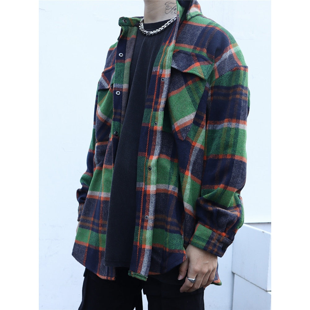 PLAID OVERSHIRT IN WOOLEN GREEN