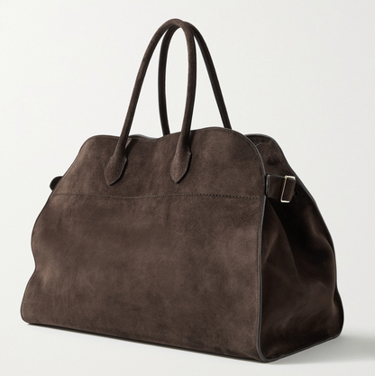 The Row Margaux 17 Buckled Suede Tote, Designer Bags