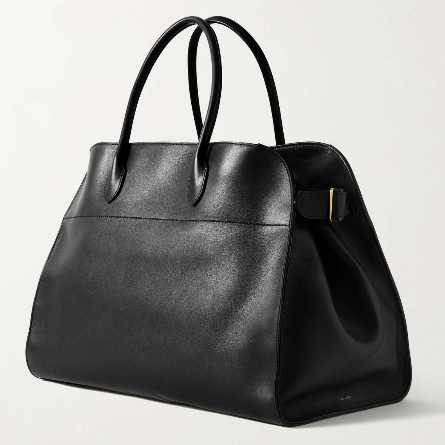 MARGAUX 17 BUCKLED LEATHER TOTE BLACK
