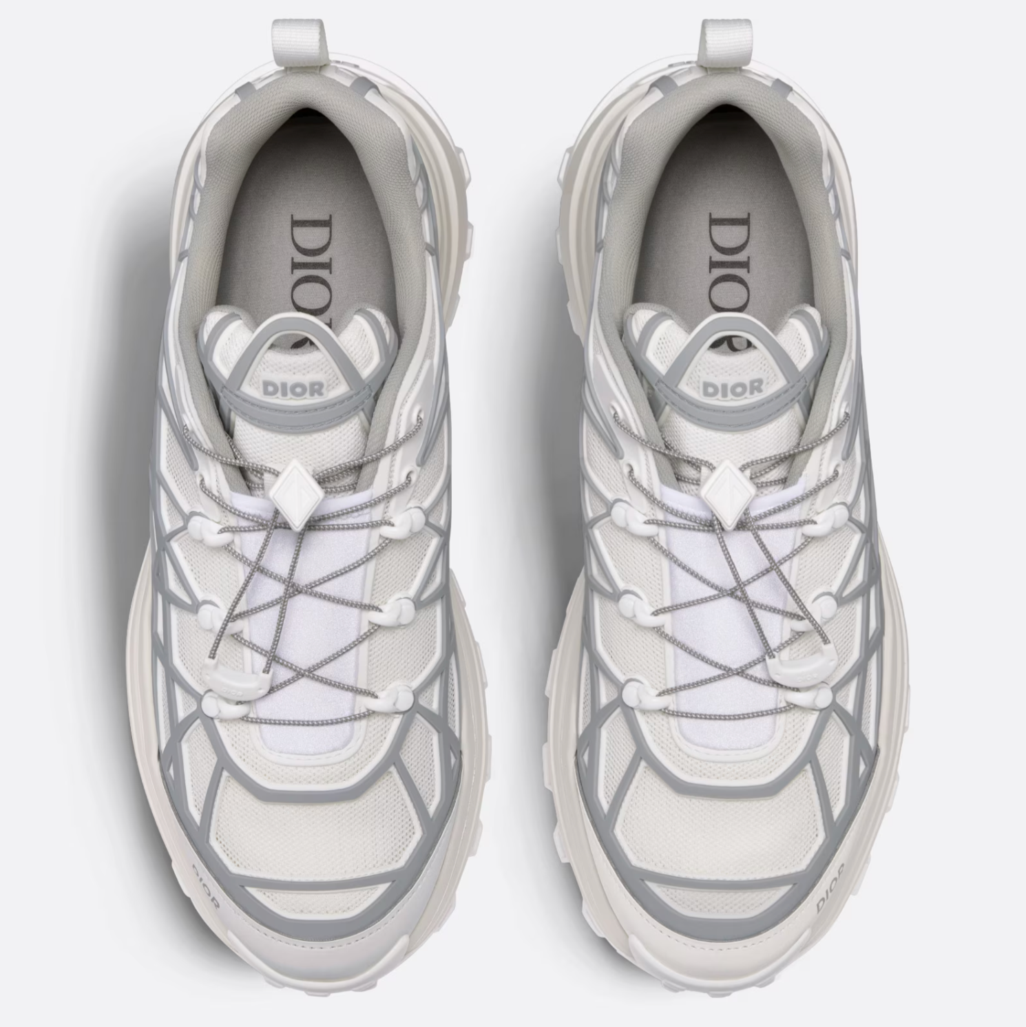 Dior B31 Runner Sneakers in white technical mesh and grey rubber RADPRESENT