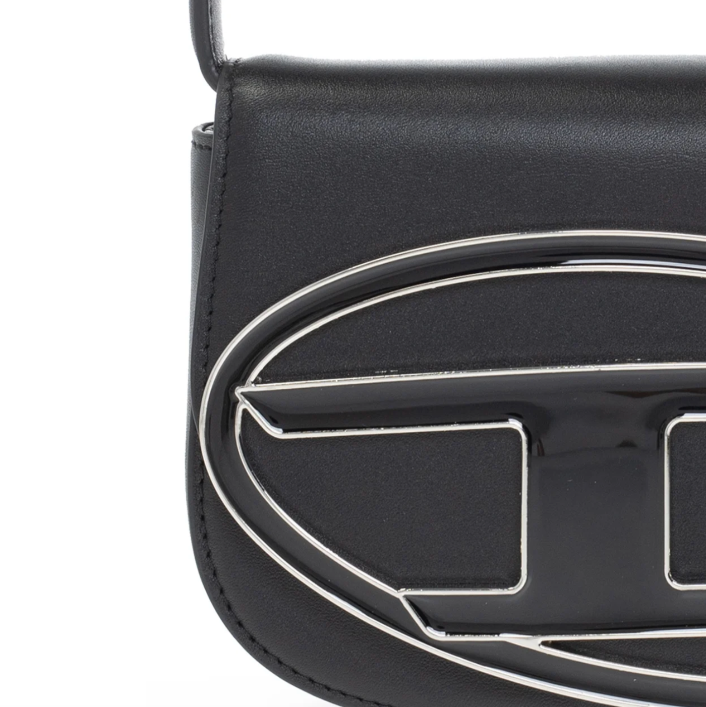 Diesel 1DR Logo Plaque Shoulder Bag in black | RADPRESENT