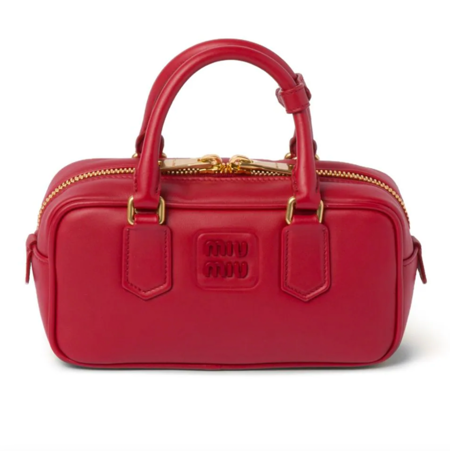 Miu Miu Arcadie Leather Tote Bag in red | RADPRESENT