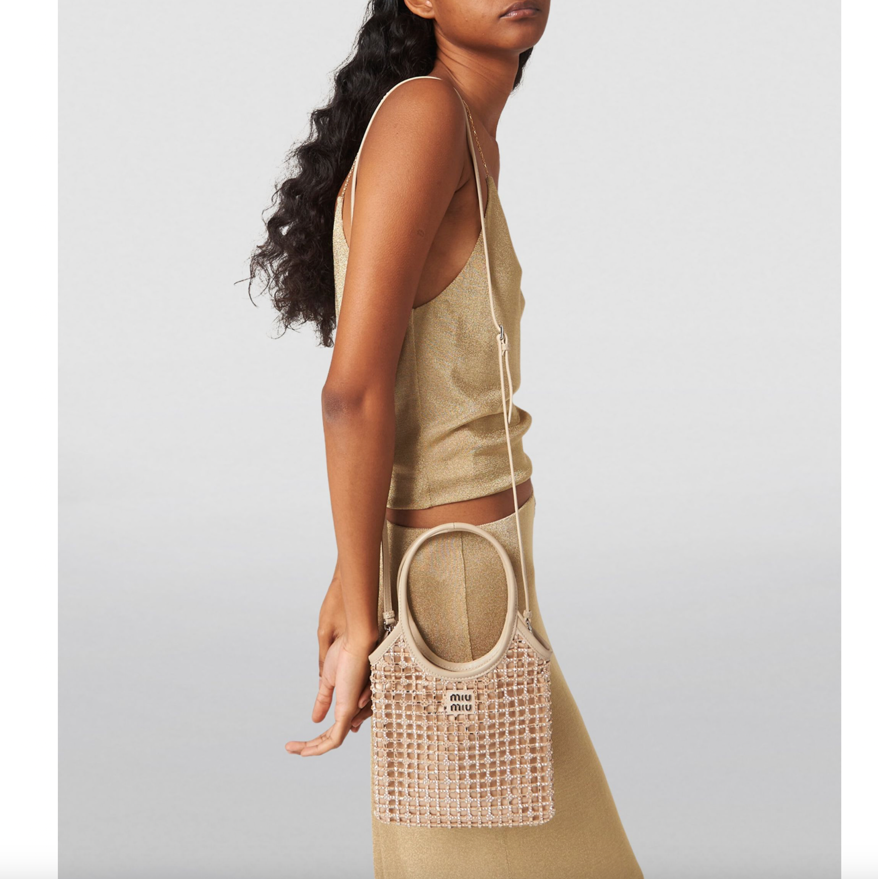 Miu Miu Small Satin Crystal-Embellished Top-Handle Bag Miu Miu Small Satin Crystal-Embellished Top-Handle Bag