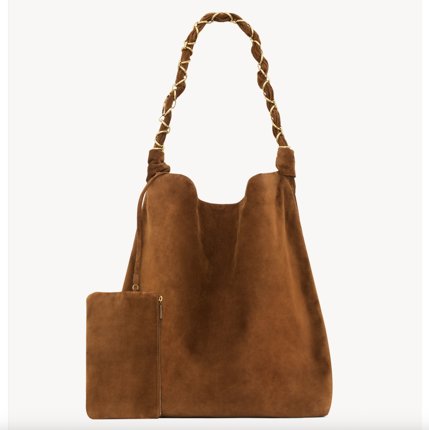 AMALIA TOTE IN SUEDE - WARM CARAMEL COGNAC