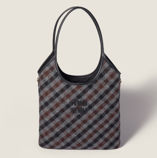 IVY PLAID BAG - SLATE GREY/ COCOA BROWN