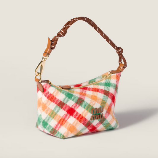 PLAID WOOL POUCH - RED/ GREEN