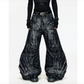 DECONSTRUCTED EXAGGERATED FLARED PATCHWORK JEANS - WASHED BLACK