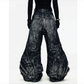 DECONSTRUCTED EXAGGERATED FLARED PATCHWORK JEANS - WASHED BLACK