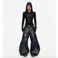 DECONSTRUCTED EXAGGERATED FLARED PATCHWORK JEANS - WASHED BLACK
