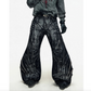 DECONSTRUCTED EXAGGERATED FLARED PATCHWORK JEANS - WASHED BLACK