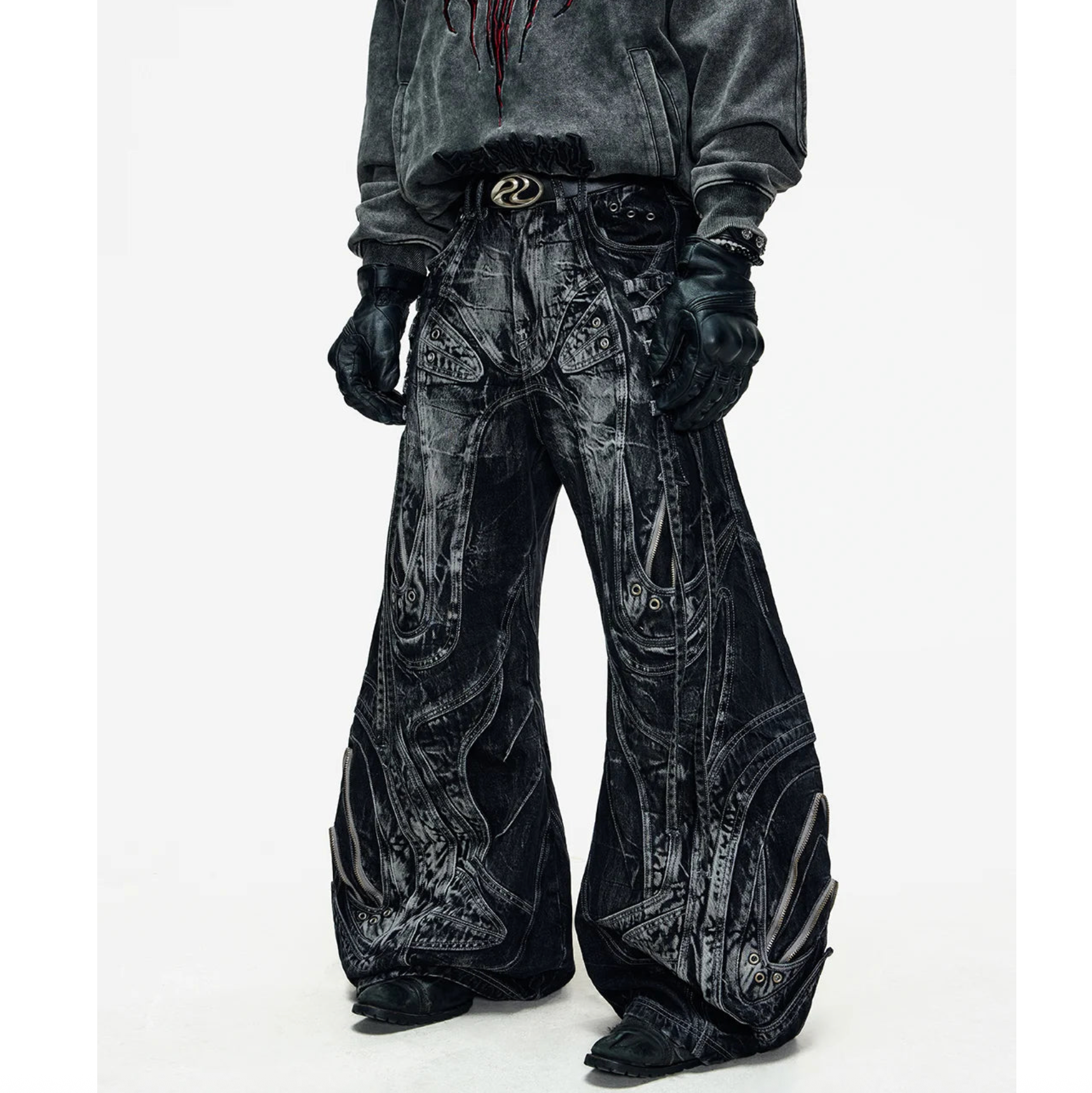 Deconstructed Exaggerated Flared Patchwork Jeans | RADPRESENT