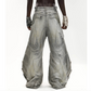 DECONSTRUCTED EXAGGERATED FLARED PATCHWORK JEANS - LIGHT GREY