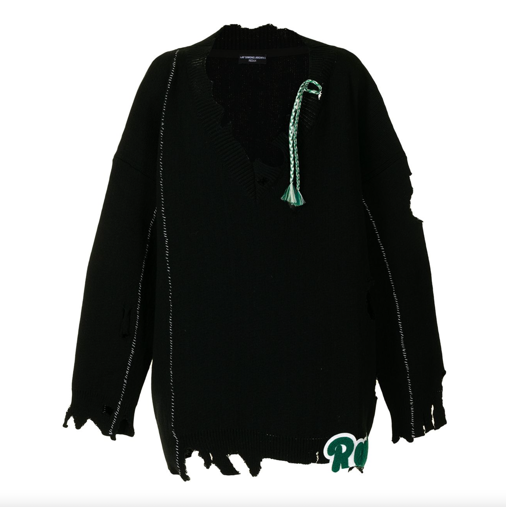 Raf Simons Appliqué Distressed Sweater Black | Archive Redux AW16