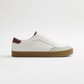 RETRO CONTRAST-PANEL LEATHER SNEAKERS - WHITE-RED