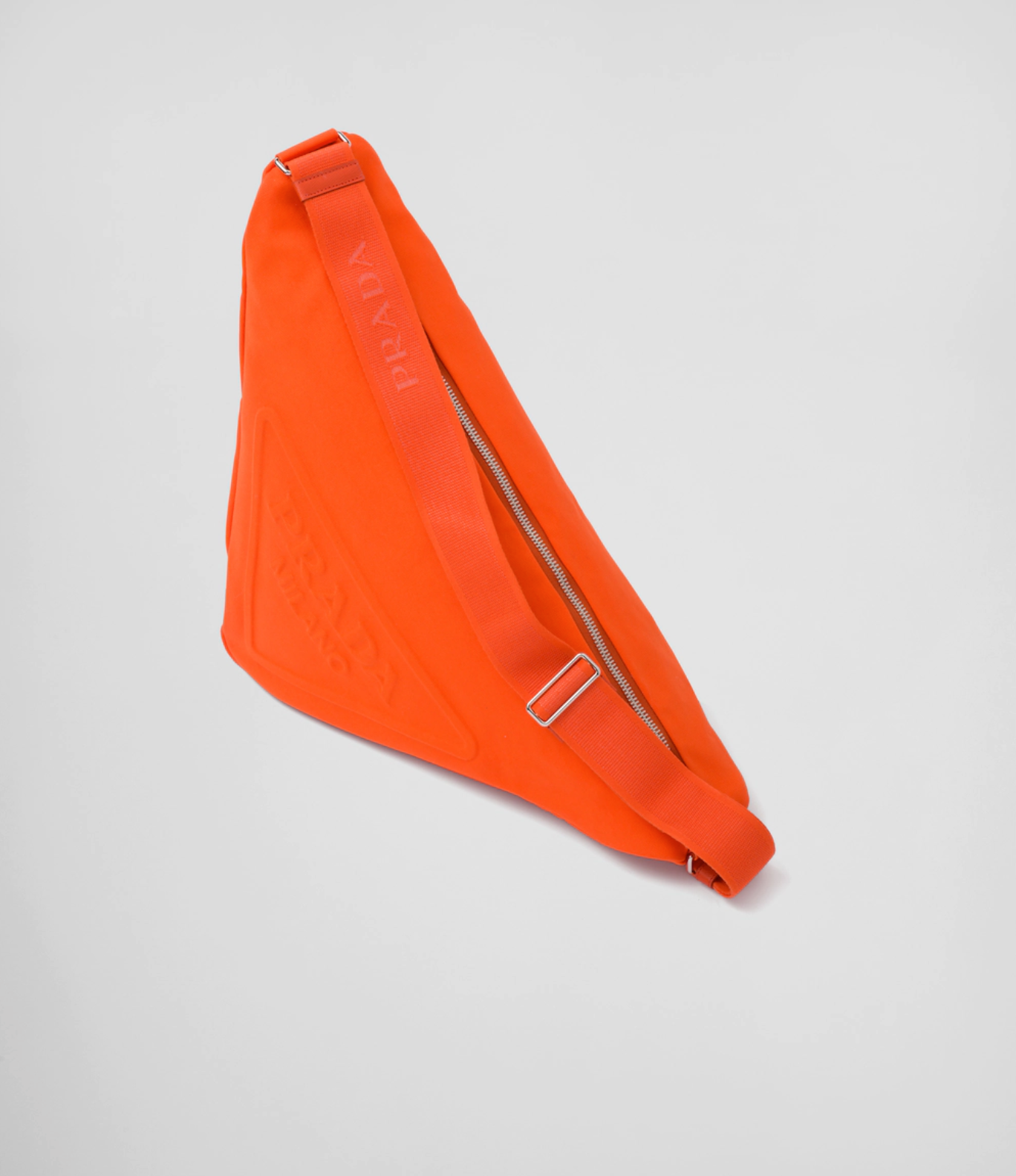 PRADA Canvas Stripe Printed Triangle Bag Orange 1254538
