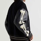 FAUX LEATHER AND WOOL-BLEND VARSITY JACKET - BLACK