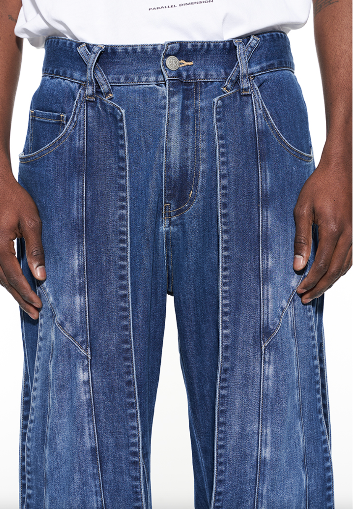 Buy Denim Blue Printed Parallel Pants Online - W for Woman