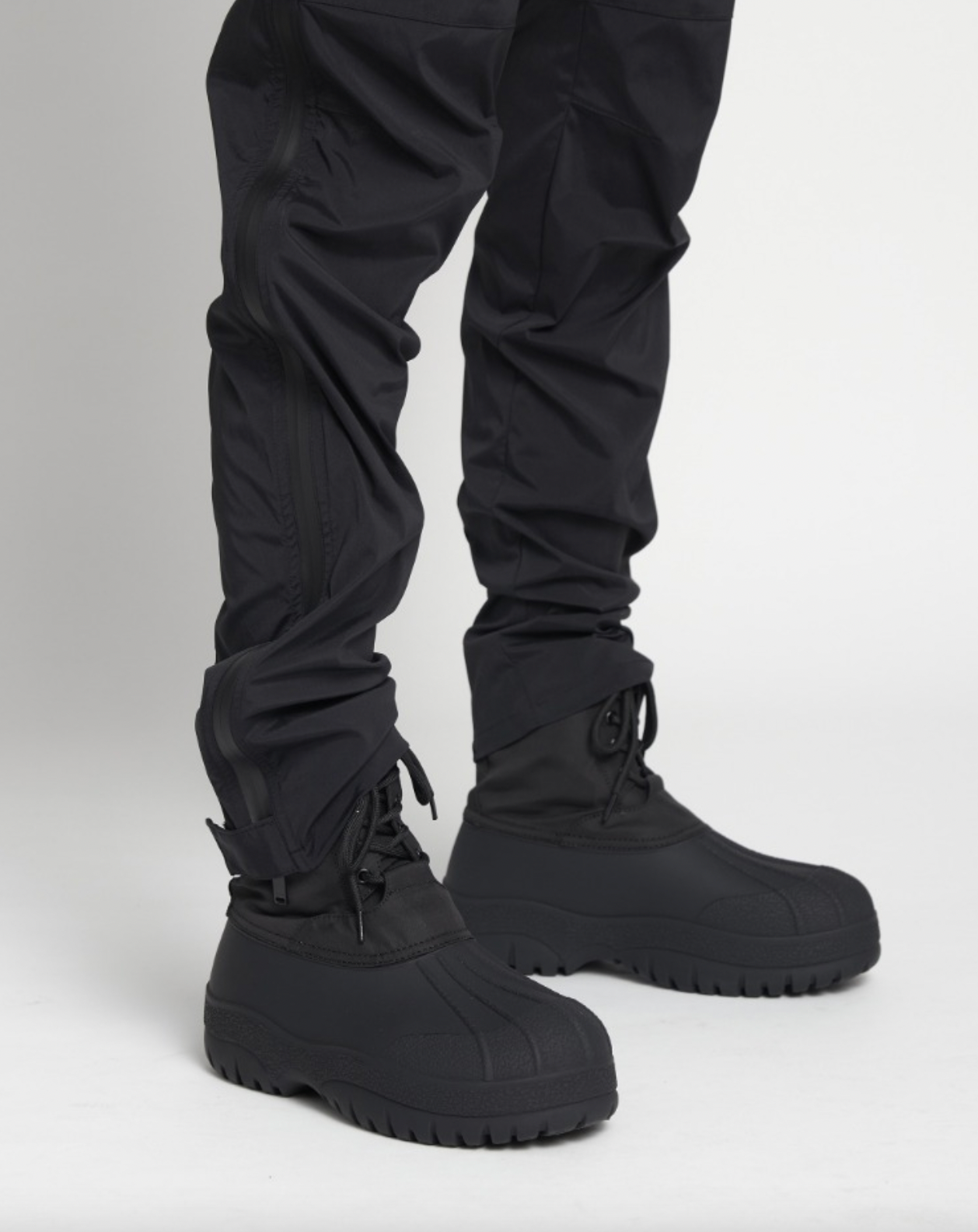 Black on black duck top boots