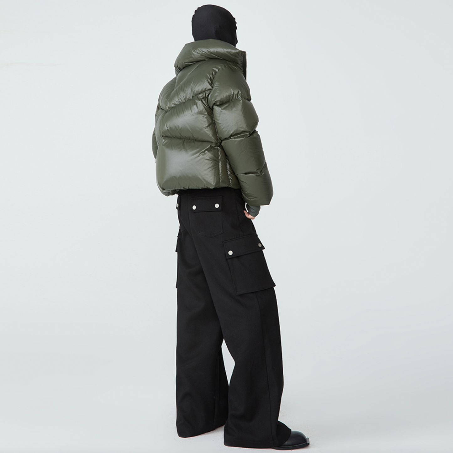 QUILTED SHELL DOWN JACKET - OLIVE GREEN