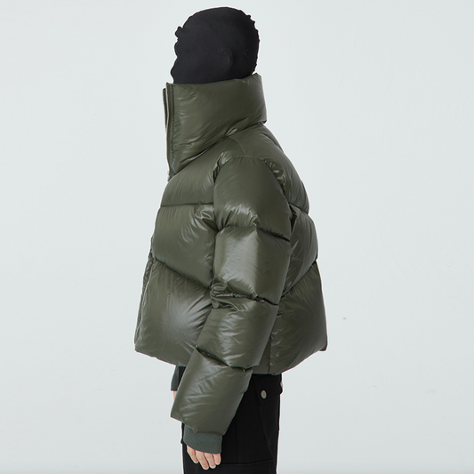QUILTED SHELL DOWN JACKET - OLIVE GREEN