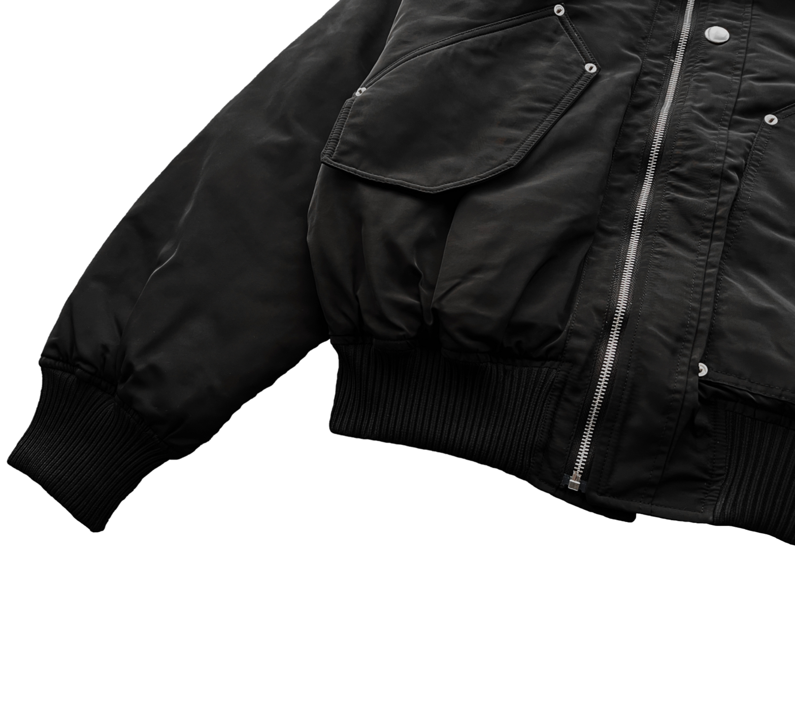 BOXY FLAP POCKETS FLIGHT BOMBER JACKET BLACK