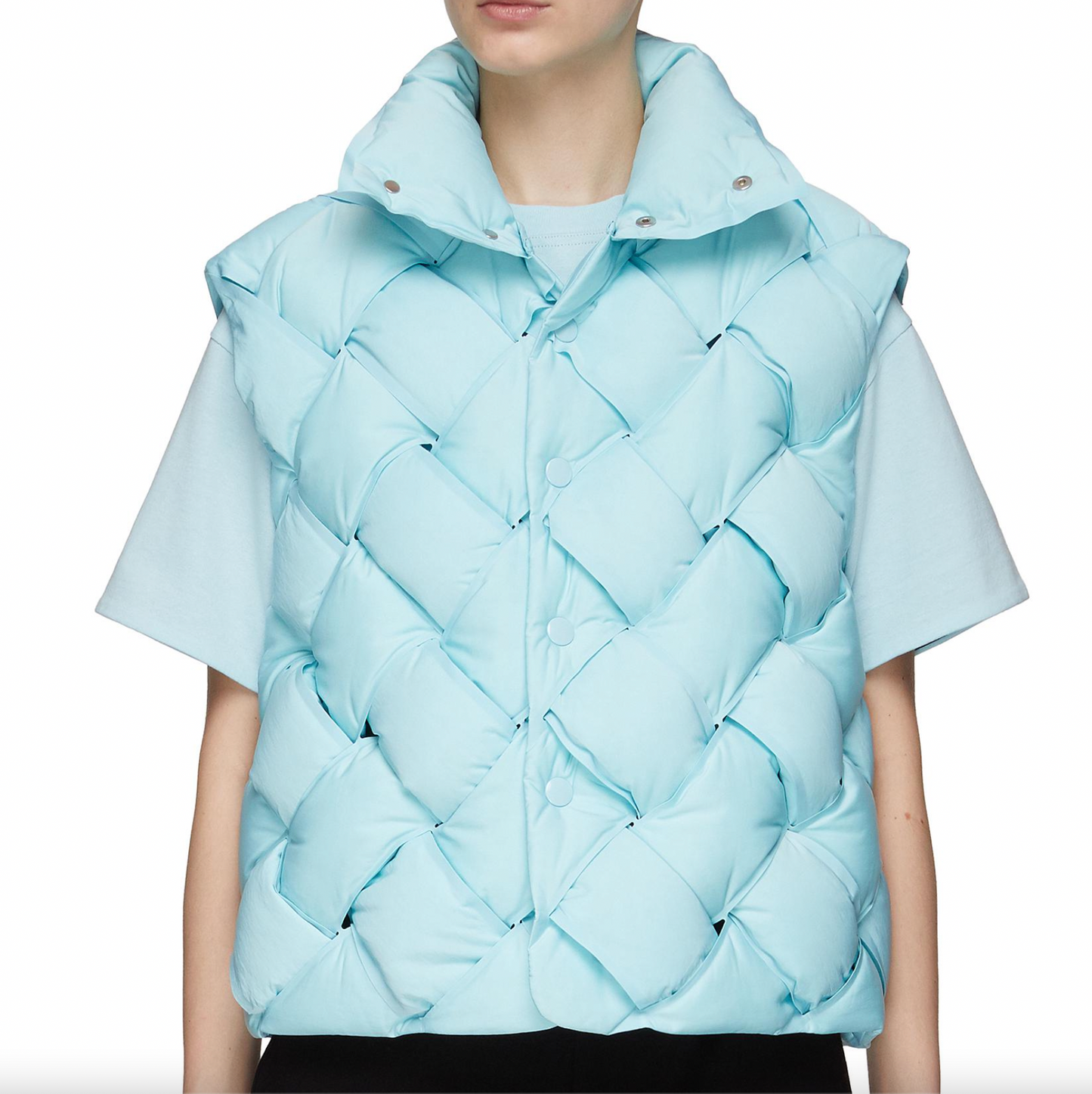 INTRECCIATO PADDED SHELL GILET - PALE BLUE