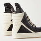 GEOBASKET TWO-TONE LEATHER HIGH TOP SNEAKERS - BLACK