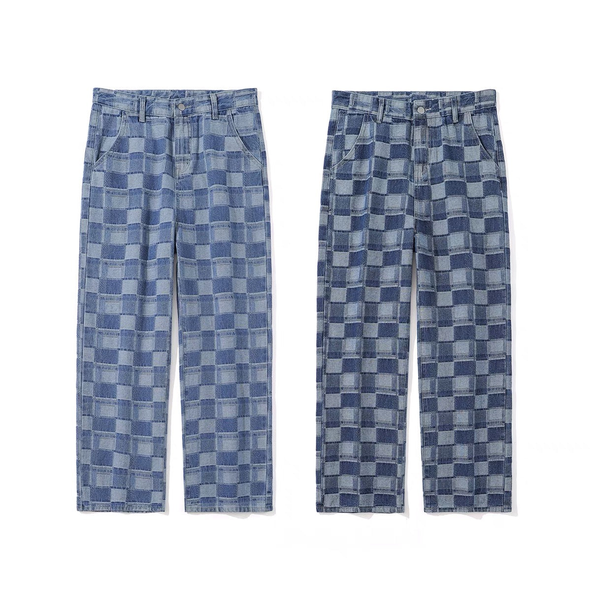 Checkered Straight Leg Denim Collection