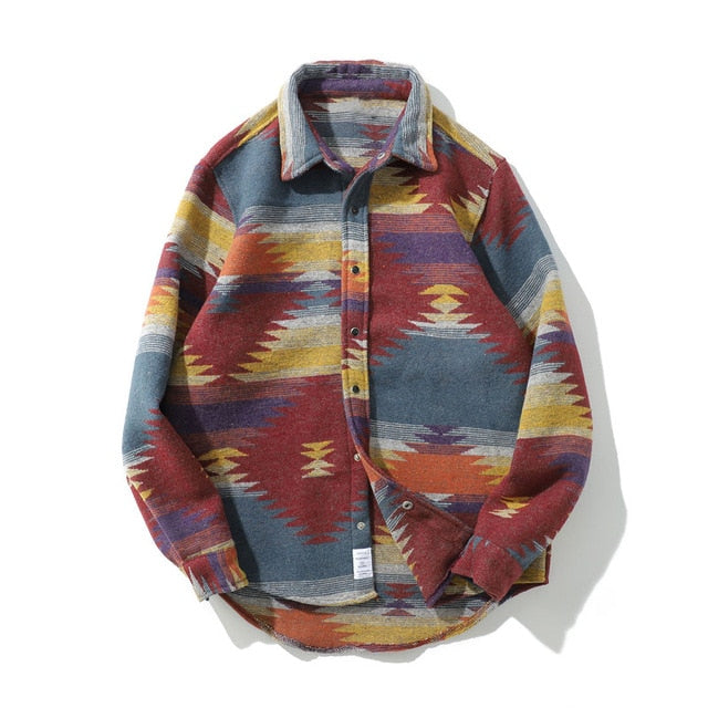 TRIBAL OVERSHIRT IN WOOL FLANNEL - MULTI-COLOR